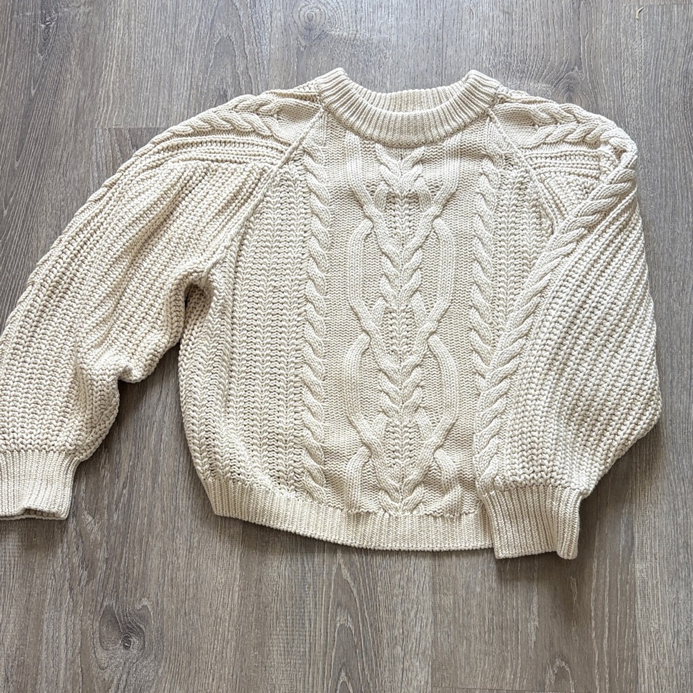 Free People Cable Knit Sweater in Cream